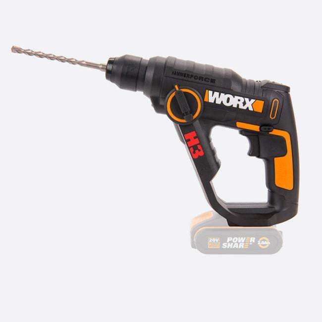 Перфоратор аккумуляторный WORX WX390.9, 20В, без АКБ и ЗУ
