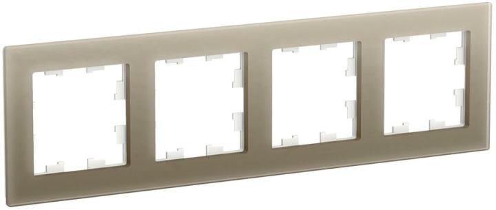 Schneider Electric ATN320504 ATLASDESIGN NATURE 4-постовая РАМКА,  ОРГАНИЧЕСКОЕ СТЕКЛО ШАМПАНЬ