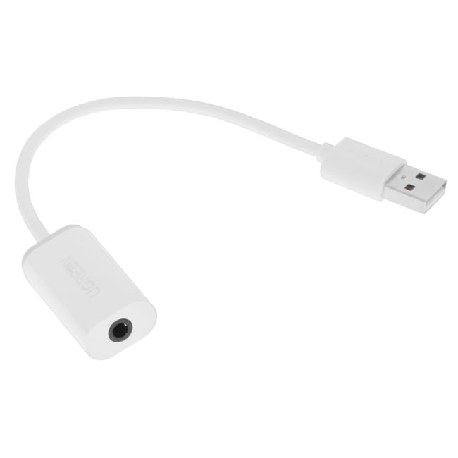 30712_ Внешняя звуковая карта UGREEN US206 (30712) USB A Male to 3.5 mm Aux Cable. Цвет: белый