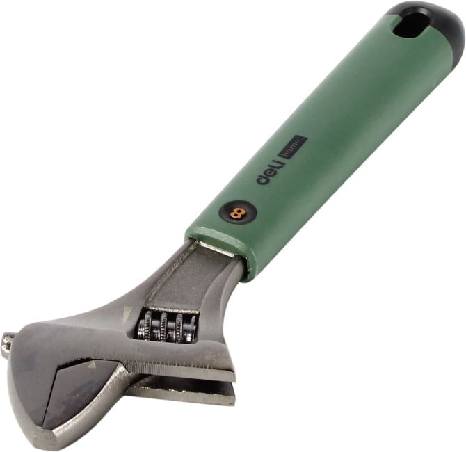Разводной ключ "Home Series Green" Deli HT1508L 200мм, эксклюзивный дизайн, рукоятка - высококачественный софттач пластик (HT1508L плохая упаковка)
