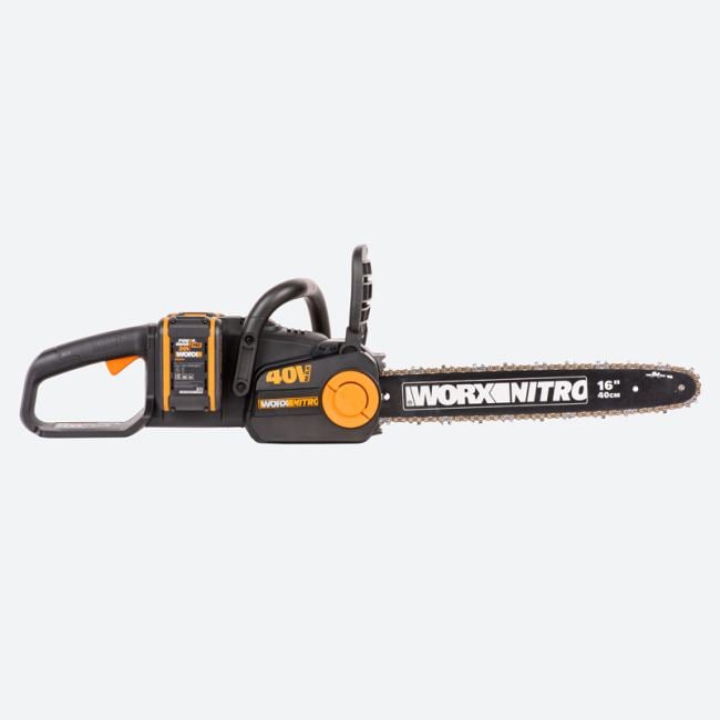 Worx WG385E Цепная пила аккумуляторная WORX NITRO WG385E, 40В 40cm бесщеточная, 4.0Ач х2, ЗУ 2Ах2, коробка