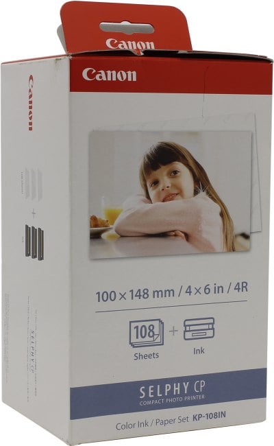 Canon KP-108IN Набор картриджей и бумаги на 108 листов для Canon Selphy CP-100/200/220/300/330/400/500/600/510/710. (Комплект из трёх KP-36IP. 108 стр.)