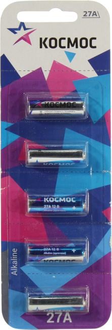 Космос <КОС27A5BL> A27, (12V) , щелочной (alkaline) <уп.  5  шт>