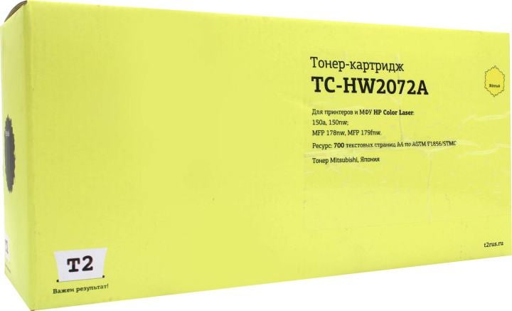 T2  W2072A  картридж TC-HW2072A для HP Color Laser 150a/150nw/MFP 178nw/MFP 179fnw (700 стр.) желтый, с чипом