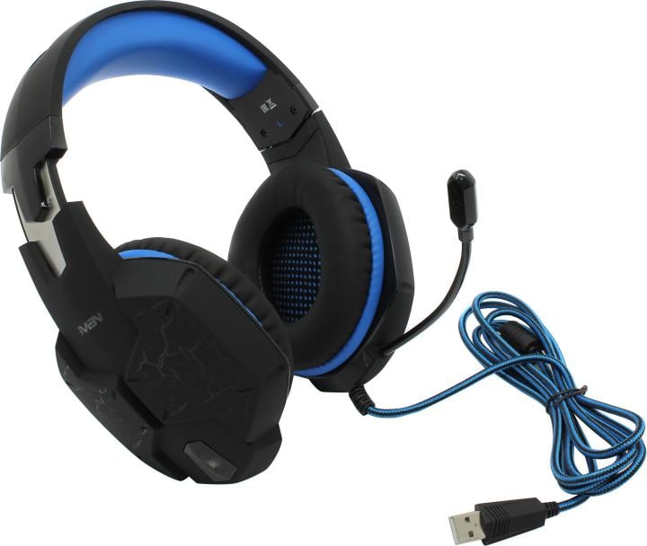 Наушники с микрофоном SVEN AP-U980MV <Black-Blue> (7.1,с регулятором громкости,  шнур 2.2м, USB)