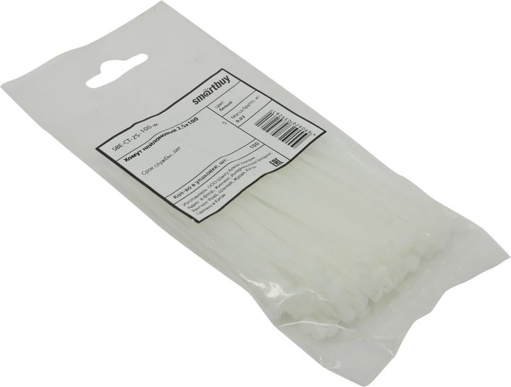 Smartbuy <SBE-CT-25-100-w White> Стяжка нейлоновая, неоткрыв. 100 мм,  уп-ка 100 шт