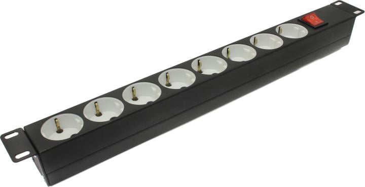 ЦМО <БР 16-008(-9005)> Блок силовых розеток 19", чёрный 1U, 8  евророзеток, вход IEC-320-C14