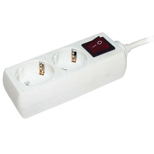 Удлинитель IEK WYP10-16-02-05-ZK-N, 2×5 м, 16А, с выключателем, 3×1.0 мм²
