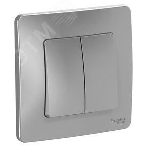 Schneider Electric BLNVS010503 BLANCA С/У 2-клавишный ВЫКЛЮЧАТЕЛЬ (cх.5), 10А, 250B, АЛЮМИНИЙ