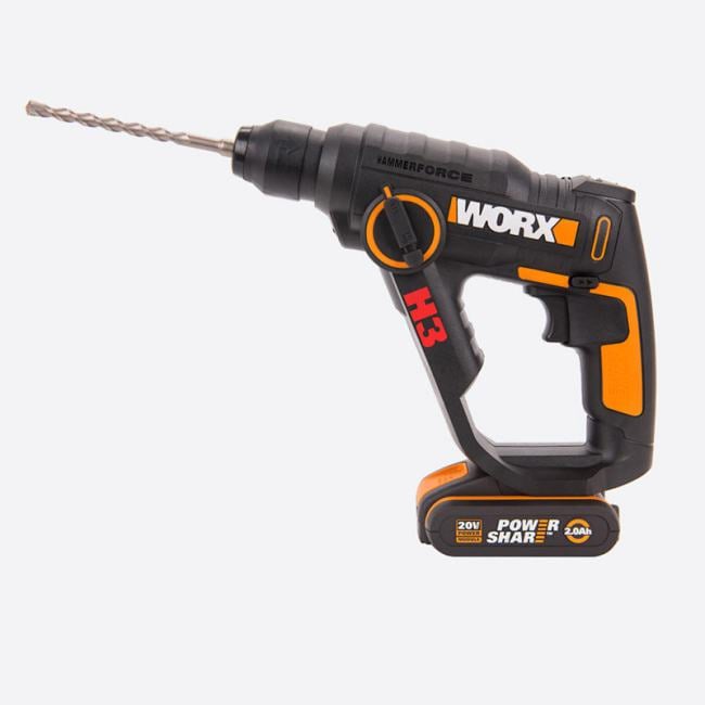 Перфоратор аккумуляторный WORX WX390.1, 20В, 2×2,0Ач, кейс