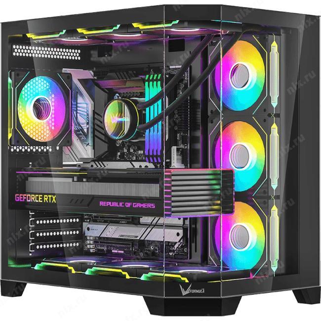 корпус Formula V Line Crystal Z6 Black, ATX, Left & Front & Bevel side Tempered  Glass, TYPE-C*1, USB3.0*2
