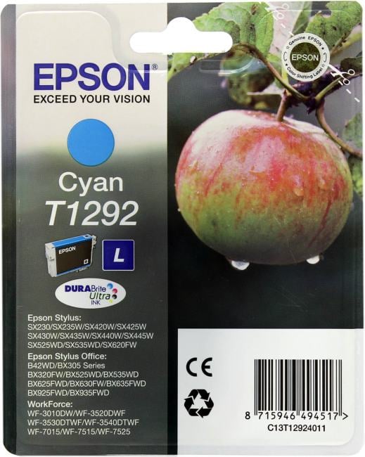 Картридж T1292 Cyan для EPS SX420W/SX425W/SX525WD/SX620FW/BX305F/BX305FW/BX320FW/BX525WD/BX625FWD(повыш.ёмкости)