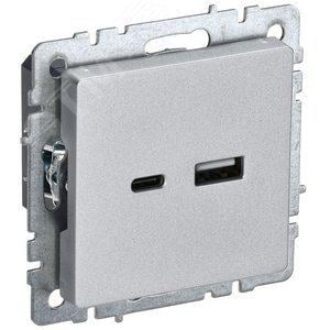 Розетка BRITE USB A+C 18Вт РЮ11-1-БрА механизм алюм. IEK BR-U22-018-K47