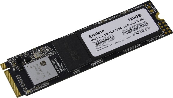 Накопитель SSD ExeGate Next KC2000TP120, 120Gb, M.2 2280, PCIe 3.0 x4, NVMe, R/W 1100/550