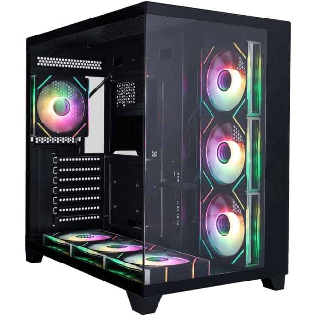 1STPLAYER Корпус MEGAVIEW MV8-TP ARGB Black / ATX / 7x120mm ARGB fans & hub / MV8-TP-BK-6FC7R-1FC7-HUB2