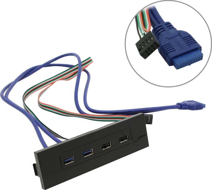 Exegate <U5H-614> Front Panel 2xUSB2.0+2xUSB3.0 port (крепление на лицевую панель  корпуса 5.25") <EX269460RUS>