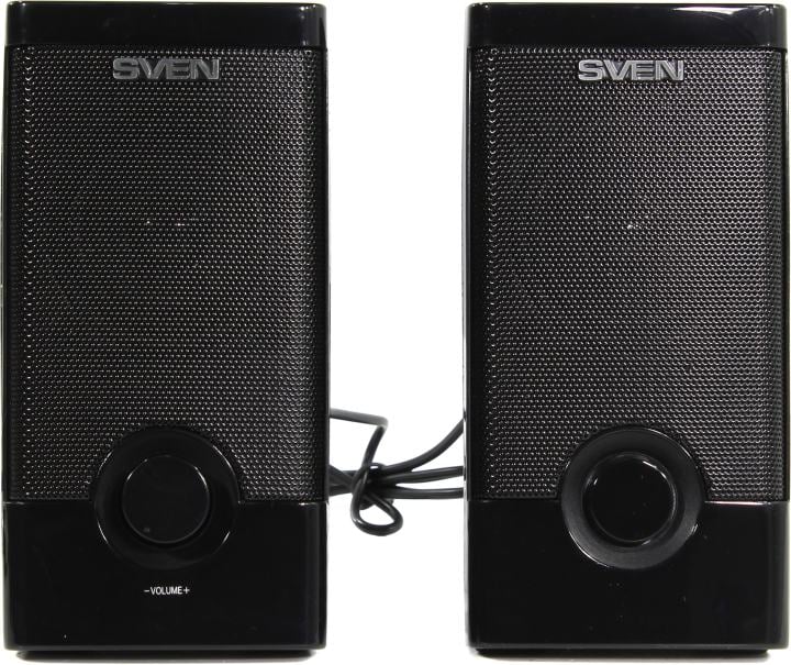 Колонки пластиковые SVEN 318, чёрный, акустическая система 2.0 (USB, мощность 2x2.5 Вт(RMS)), черный