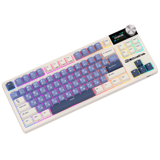 Клавиатура Royal Kludge RK S85, TKL 80%, 85 клавиш, Gasket Mount, PBT Cherry, White Night, RK Beige