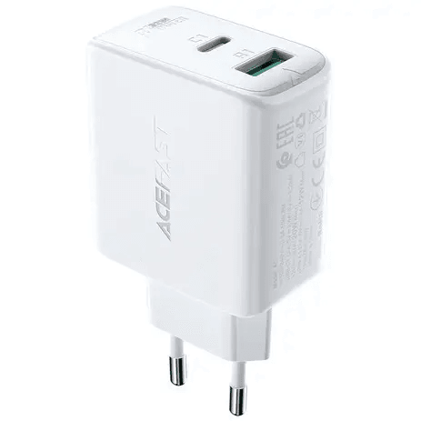 AF-A5-WH Зарядное устройство двухпортовое ACEFAST A5 PD32W USB-C+USB-A dual port charger (EU). Цвет: белый