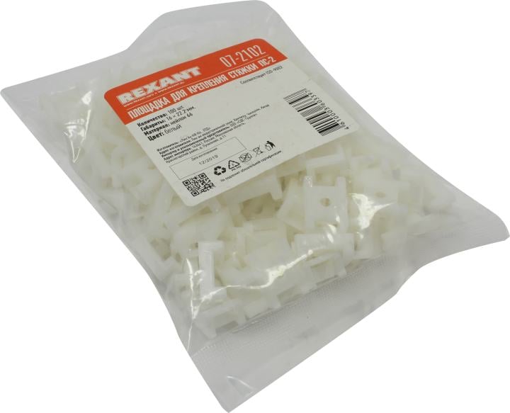 Rexant <07-2102 White> Площадка под винт для крепления стяжек ПС-2, 22.2х16 мм,  уп-ка 100 шт