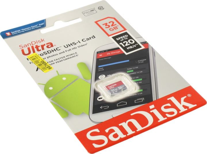 SanDisk Ultra <SDSQUA4-032G-GN6MN> microSDHC Memory Card 32Gb UHS-I U1 Class 10 A1