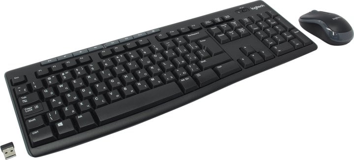 Комплект клавиатура и мышь Logitech  MK270 |920-004518| клавиатура черная, 112 клавиш с защитой от воды, |920-004518| мышь черная, оптическая, 1000dpi, 3 кнопки, 2.4GHz, USB-ресивер (039247) {6}