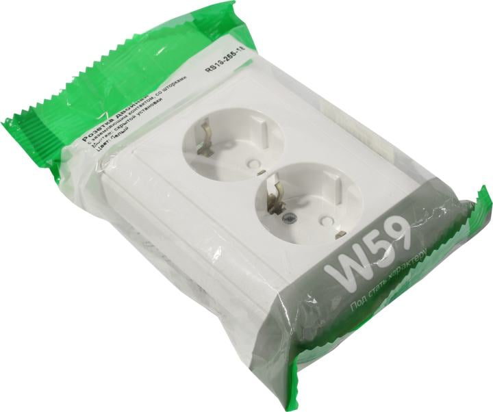 Розетка  СУ 2-м 16А 250В "W59" RS16-255-18 с/з защ/шт белая Schneider Electric