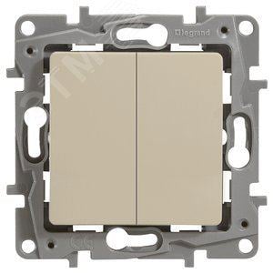 Legrand 672312 ETIKA Переключатель двухклавишный слоновая кость автоматические зажимы 10AX (672312)