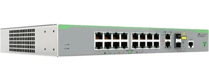 Allied Telesis (AT-FS980M/18-50) 16 x 10/100T ports and 2 x combo ports (100/1000X SFP or 10/100/1000T Copper), Fixed AC power supply, EU Power Cord