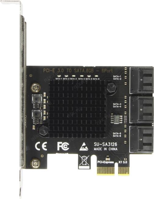 Exegate EX299662RUS Контроллер ExeGate EXE-516v2 (PCI-E x1 v2.0, SATA3 6Gb/s, 6 int, ASMedia Chipset ASM1166)
