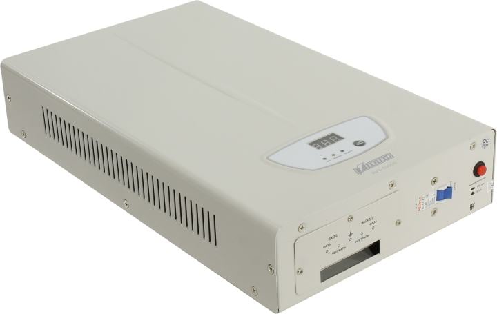 Стабилизатор POWERMAN AVS 5000S, ступенчатый регулятор, цифровые индикаторы уровней напряжения, 5000ВА, 140-260В, максимальный входной ток 32А, клеммная колодка, IP-20, навесного исполнения, 430мм х 250мм х 80мм, 9,26 кг./ Stabilizer POWERMAN AVS 5000S, s
