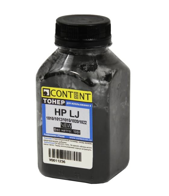 Тонер Content для HP LJ 1010/1012/1015/1020/1022, Bk,  100 г, банка