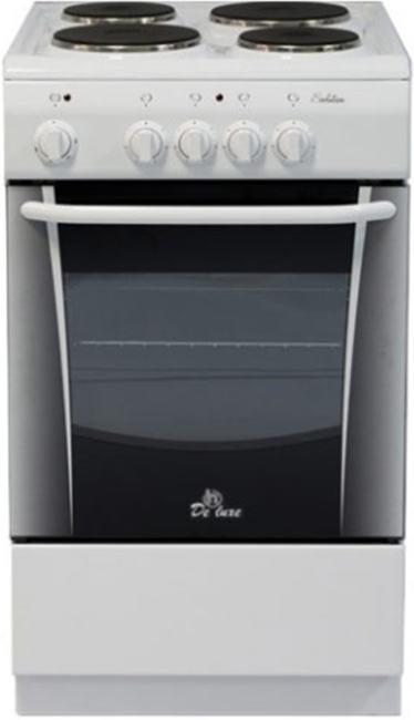 Плита электрическая De Luxe 506004.04 Э белый, конфорок 4 шт, духовка 54 л, 50 см x 85 см x 60 см