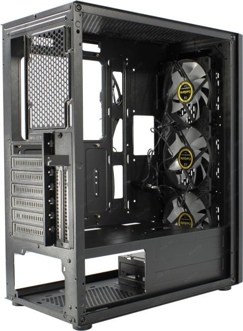 Компьютерный корпус Miditower ExeGate EVO-9205 (ATX, без БП, с окном, 1*USB+1*USB 3.0, аудио, 3 вент. 12см с RGb подсветкой)