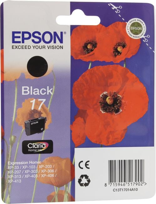 EPSON C13T17014A10 17 BK для Epson Expression Home XP-33 / 103 / 203 / 207 / 303 / 306 / 403 / 406 (cons ink)