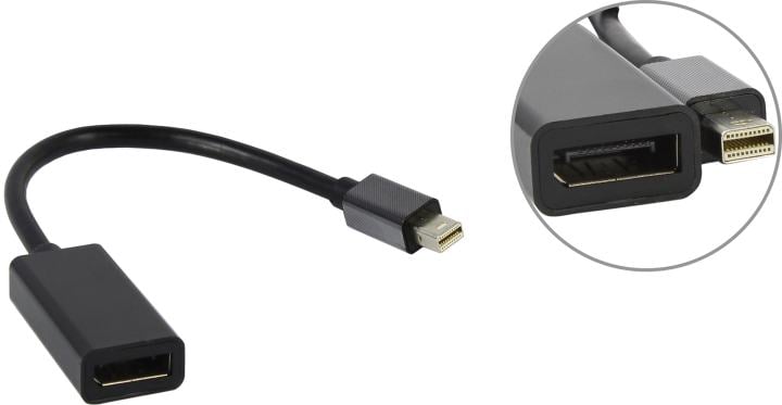Переходник Cablexpert  miniDisplayPort - DisplayPort, Cablexpert A-mDPM-DPF-001  20M/20F, длина 16см, черный, пакет