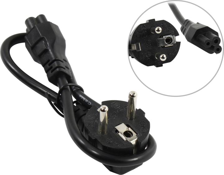 Exegate EX297814RUS Кабель питания ноутбуков Special PC5-0,5S (Евровилка Schuko->C5, 3*0.5mm2, CCA, черный, 0.5м)