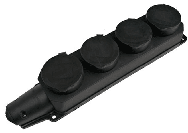 Smartbuy <SBE-16-4-00-R> Розетка 4-х местная с защитными крышками  (16A,  IP44)
