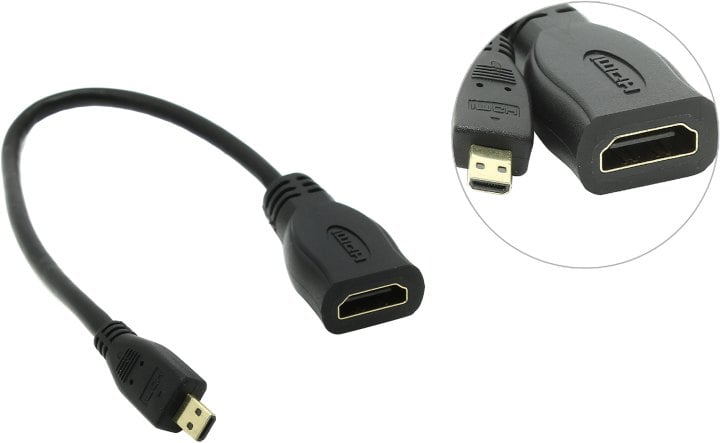 Переходник 5bites Кабель-5bites Адаптер BC-HDM2AF HDMI F, micro HDMI M 1.4B, зол.разъемы