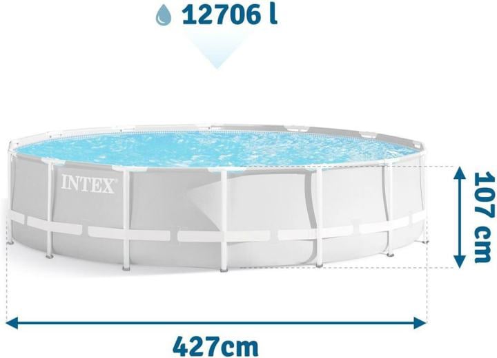 INTEX Бассейн каркасный 427х107см.(фильтр-насос+лестница+тент+подстилка) .(коробке) Арт.26720NP