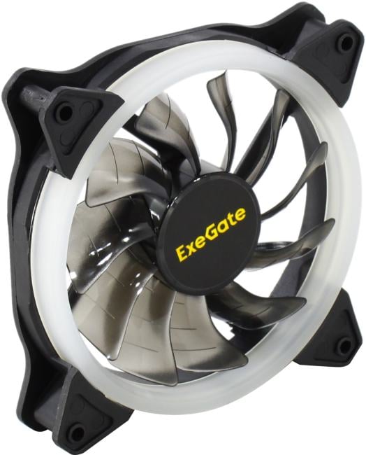 Exegate EX295964RUS Вентилятор 12В DC с подсветкой ExeGate EX12025HM3PM.FRGB.5CRU (120x120x25 мм, Hydraulic bearing (гидродинамический), 3pin+Molex, FRGB подсветка, 24dBA)