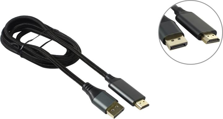 Кабель DisplayPort-HDMI Cablexpert, 4K, 1.8м, 20M/19M, черный, экран, пакет (CC-DP-HDMI-4K-6)