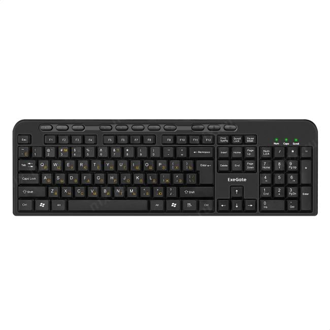 Exegate EX298903RUS Комплект ExeGate Professional Standard Combo MK150 (клавиатура мультимедийная влагозащищенная 116кл. + мышь оптическая 1200dpi, 3 кнопки и колесо прокрутки, длина кабелей 1,5м, USB