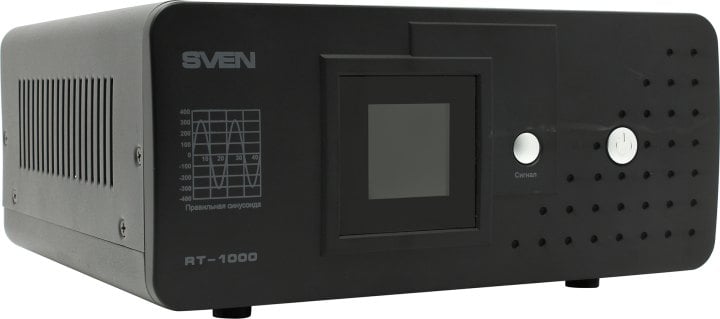 UPS 1000VA SVEN (RT-1000 Black) LCD, 2 евро розетки, порт USB для зарядки мобильных устройств, без А