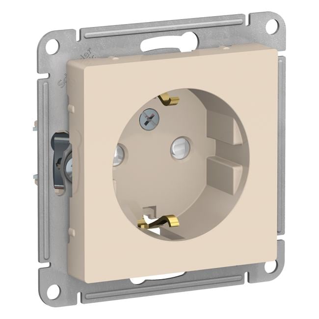 Schneider Electric ATN000245 ATLASDESIGN РОЗЕТКА с заземлением со шторками, 16А,  механизм,  БЕЖЕВЫЙ