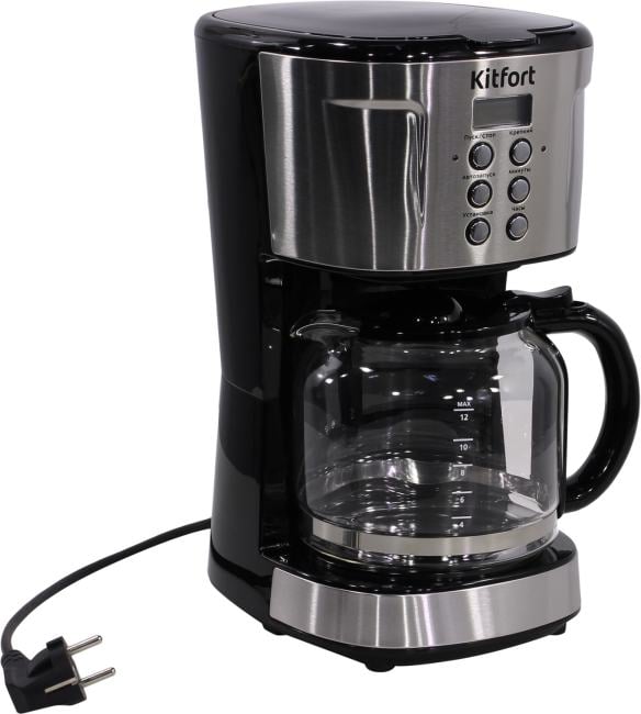 Кофеварка капельная KITFORT KT-731 черный/нержавеющая сталь, исп. кофе - молотый, 1,6 л, 900 Вт