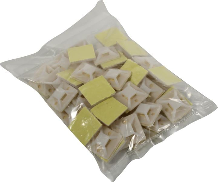 5bites <CTM2525-50WH> Самокл. площадка для крепления стяжек, 25х25 мм,  белая,  уп-ка  50 шт