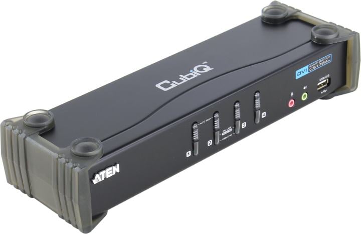 ATEN <CS1764A> 4-port USB 2.0 DVI KVMP Switch (клавиатура  USB+мышь USB+DVI+Audio+Mic)(+4 кабеля)