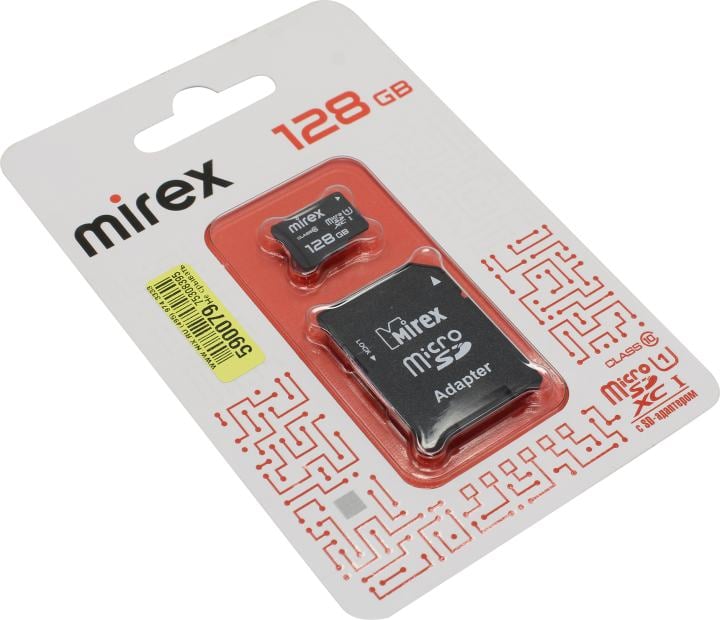 Mirex <13613-AD10S128> microSDXC 128Gb UHS-I U1 Class10  + microSD-->SD Adapter
