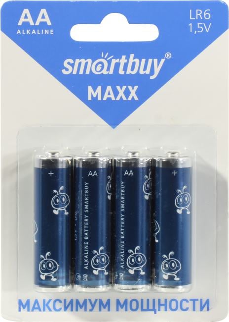 Smartbuy MAXX SBBM-2A04B, Size"AA", 1.5V, щелочной  (alkaline)  <уп.  4 шт>